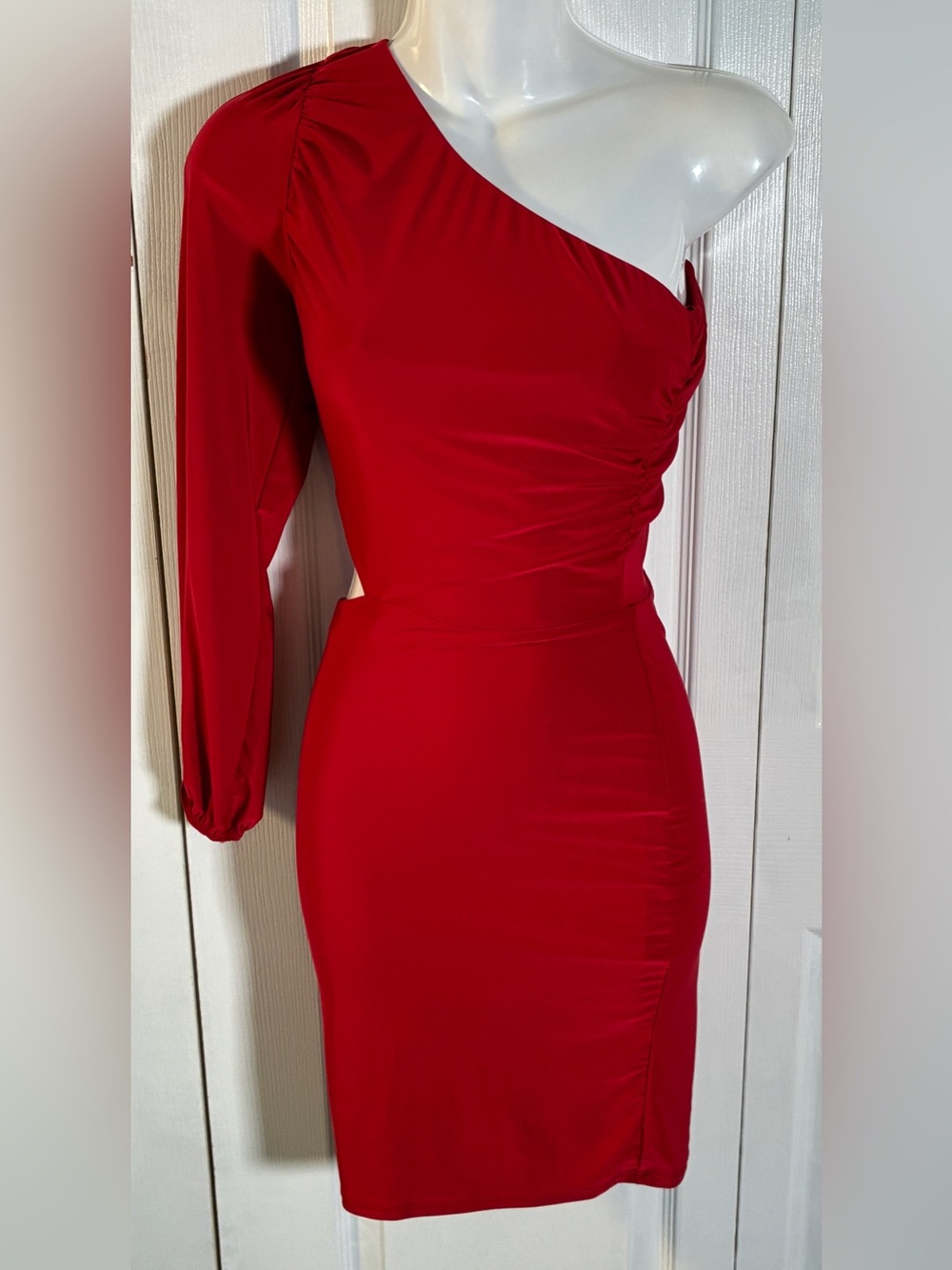 21 Saints Red One Shoulder Cutout Mini Dress Sz 2